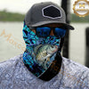 Maxcorners Fishing Graphic Dark Water Camouflage 3D Neck Gaiter (12 Fish Species)