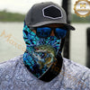 Maxcorners Fishing Graphic Dark Water Camouflage 3D Neck Gaiter (12 Fish Species)