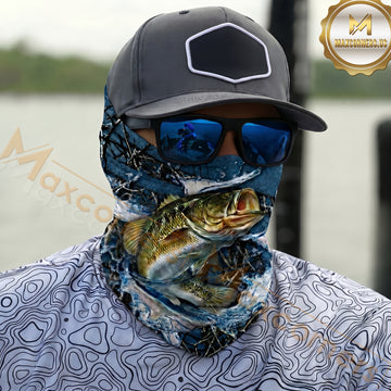 Maxcorners Fishing Camoflage Water Splash 3D Neck Gaiter (12 Fish Species)