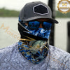 Maxcorners Fishing Flame Dark Blue Luxury Pattern 3D Neck Gaiter (12 Fish Species)