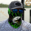 Maxcorners Fishing Neon Green Flame Black Background Art 3D Neck Gaiter (12 Fish Species)