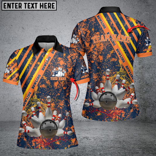 Maxcorners Water Splash Bowling And Pins Multicolor Option Customized Name 3D Shirt For Women