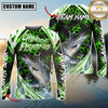Maxcorners Fishing Green Hexagon Splash Sun Protection Personalized Name, Team Name Long Sleeve Shirt