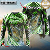Maxcorners Fishing Green Hexagon Splash Sun Protection Personalized Name, Team Name Long Sleeve Shirt