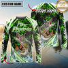 Maxcorners Fishing Green Hexagon Splash Sun Protection Personalized Name, Team Name Long Sleeve Shirt