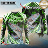 Maxcorners Fishing Green Hexagon Splash Sun Protection Personalized Name, Team Name Long Sleeve Shirt