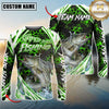 Maxcorners Fishing Green Hexagon Splash Sun Protection Personalized Name, Team Name Long Sleeve Shirt