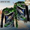 Maxcorners Fishing Green Smoke Splash Sun Protection Personalized Name, Team Name Long Sleeve Shirt