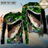 Maxcorners Fishing Green Smoke Splash Sun Protection Personalized Name, Team Name Long Sleeve Shirt