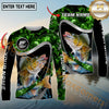 Maxcorners Fishing Green Smoke Splash Sun Protection Personalized Name, Team Name Long Sleeve Shirt