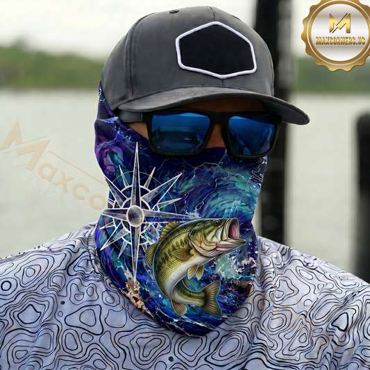 Maxcorners Fishing Electric Wave Splash 3D Neck Gaiter (13 Fish Species)