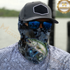 Maxcorners Fishing Dark Hexagon Texture Smoke 3D Neck Gaiter (13 Fish Species)