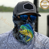 Maxcorners Fishing Dark Hexagon Texture Smoke 3D Neck Gaiter (13 Fish Species)