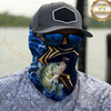 Maxcorners Fishing Blue Flame Golden Pattern 3D Neck Gaiter (13 Fish Species)