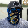 Maxcorners Fishing Blue Flame Golden Pattern 3D Neck Gaiter (13 Fish Species)
