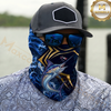 Maxcorners Fishing Blue Flame Golden Pattern 3D Neck Gaiter (13 Fish Species)