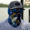 Maxcorners Fishing Blue Flame Golden Pattern 3D Neck Gaiter (13 Fish Species)