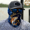 Maxcorners Fishing Blue Flame Golden Pattern 3D Neck Gaiter (13 Fish Species)