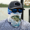 Maxcorners Fishing Water Splash Blue Fish Pattern 3D Neck Gaiter (13 Fish Species)