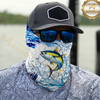 Maxcorners Fishing Water Splash Blue Fish Pattern 3D Neck Gaiter (13 Fish Species)