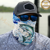 Maxcorners Fishing Water Splash Blue Fish Pattern 3D Neck Gaiter (13 Fish Species)