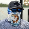 Maxcorners Fishing Water Splash Blue Fish Pattern 3D Neck Gaiter (13 Fish Species)