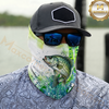 Maxcorners Fishing Green Camo Water Splash 3D Neck Gaiter (13 Fish Species)