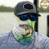 Maxcorners Fishing Green Camo Water Splash 3D Neck Gaiter (13 Fish Species)