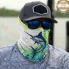 Maxcorners Fishing Green Camo Water Splash 3D Neck Gaiter (13 Fish Species)