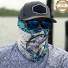 Maxcorners Fishing Blue Camo Water Splash 3D Neck Gaiter (13 Fish Species)