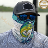 Maxcorners Fishing Blue Camo Water Splash 3D Neck Gaiter (13 Fish Species)