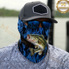 Maxcorners Fishing Blue Flame Pattern 3D Neck Gaiter (13 Fish Species)