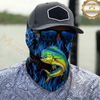 Maxcorners Fishing Blue Flame Pattern 3D Neck Gaiter (13 Fish Species)