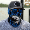 Maxcorners Fishing Blue Flame Pattern 3D Neck Gaiter (13 Fish Species)