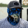 Maxcorners Fishing Blue Flame Pattern 3D Neck Gaiter (13 Fish Species)