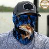 Maxcorners Fishing Blue Flame Pattern 3D Neck Gaiter (13 Fish Species)