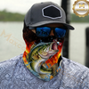 Maxcorners Fishing Fire Flame Background 3D Neck Gaiter (13 Fish Species)
