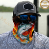 Maxcorners Fishing Fire Flame Background 3D Neck Gaiter (13 Fish Species)