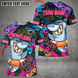 Maxcorners Funny Shark Graffiti Bowling Jersey Personalized Name, Team Name 3D Shirt