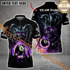 Maxcorners Pool 8 Skull Flame Billiard Jersey Multicolor Options Personalized Name, Team Name 3D Shirt