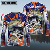 Maxcorners Bass Fishing Ocean Hunter Personalized Name, Team Name 3D Long Sleeve Shirt