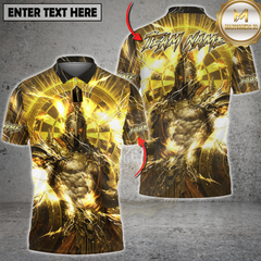 Maxcorners Darts Golden Spartan Warrior Lightning Halo Customized Name, Team Name 3D Shirt