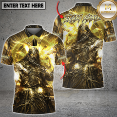 Maxcorners Darts Golden Zeus Lightning Halo God Customized Name, Team Name 3D Shirt