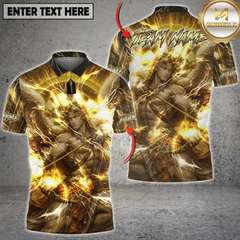 Maxcorners Darts Golden Angel Warrior Lightning Halo Customized Name, Team Name 3D Shirt