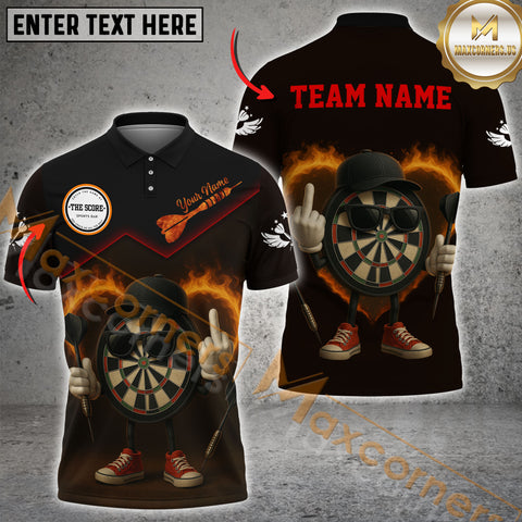 Maxcorners Darts Funny Flaming Attitude Multicolor Customized Name, Team Name 3D Shirts For Nick