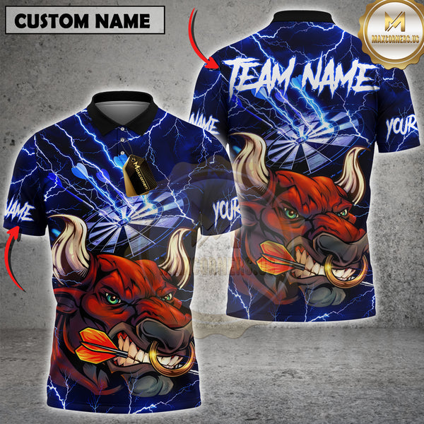 Maxcorners Lightning Bull Darts Multicolor Customized Name, Team Name 3D Shirts