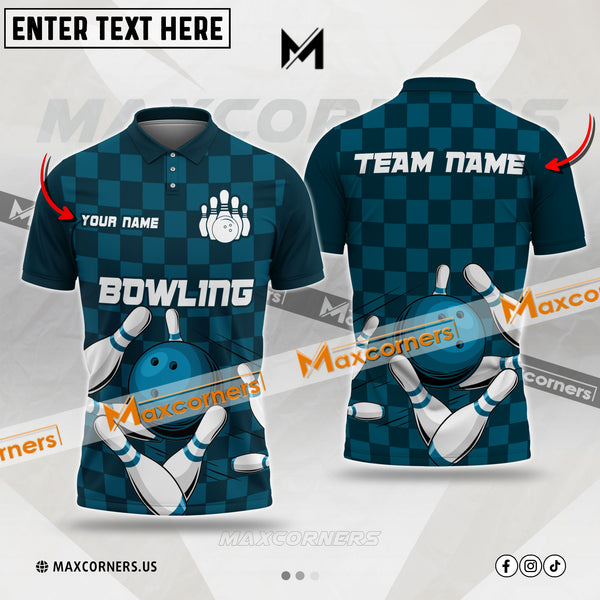 Maxcorners Strike Force Bowling Jersey Multicolor Option Customized Name, Team Name 3D Polo Shirt