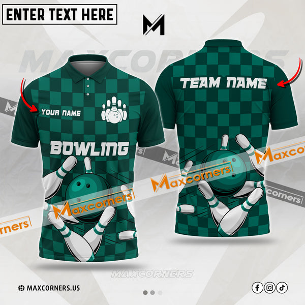 Maxcorners Strike Force Bowling Jersey Multicolor Option Customized Name, Team Name 3D Polo Shirt