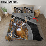 Maxcorners Custom Text Grey Deer Hunting Leather Pattern Bedding Set 3D All Over Printed