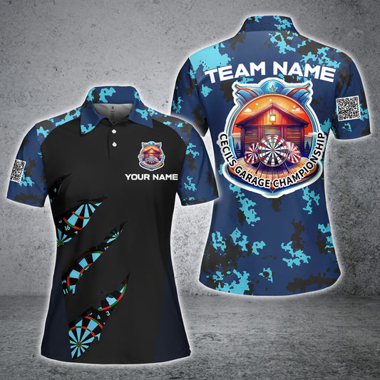 Maxcorners Blue Camo Darts Jersey Multicolor Option Customized Name, Team Name 3D Shirt For M Dow
